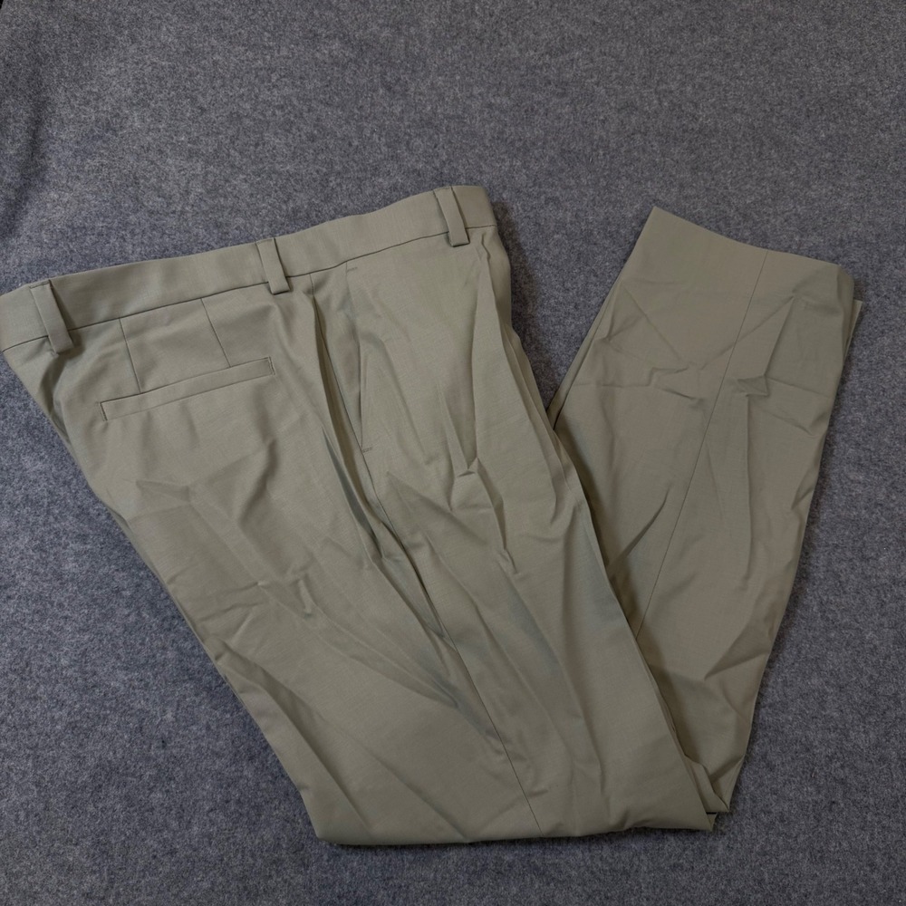 Hugo Boss Hugo Mens Sage Green Wool Blend Slim Fit Dress Pants 36x32